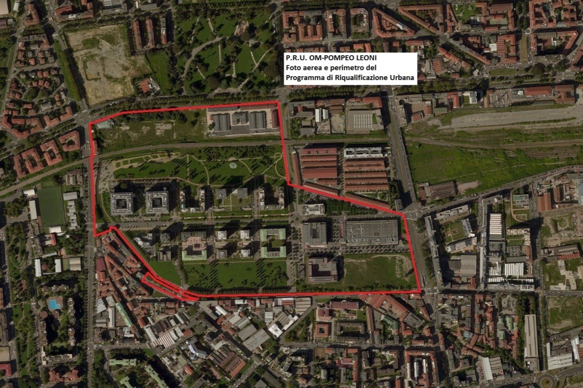 PRU OM-POMPEO LEONI - Foto aerea e perimetrazione del PRU