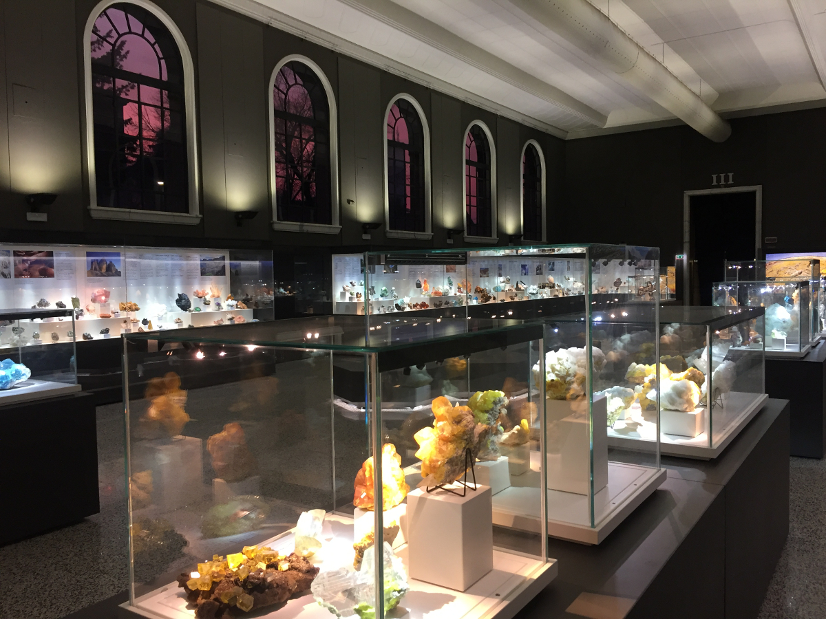 veduta della nuova sala di mineralogia del Museo di Storia Naturale di Milano